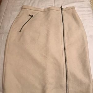 Ivory Wool Pencil Skirt